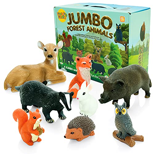 Learning Minds Set of 8 Jumbo Forest Animal Figures - Woodland Animals For 1,2,3 Year Olds - Toy Animals For Kids Age 18 Months Plus