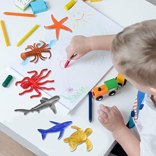 16 Pcs Mini Sea Animal Figures, Realistic Plastic Sea Creatures Toys Sea Life Figures Under The Sea Animals Toys Ocean Animals Figures Wild Animal Bath Toys Kids Animal Toys Learning for Children