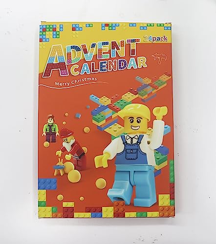Minifigure Advent Calendar 2023, 24 Day Christmas Calendar with Figures Behind Each Door Christmas Decoration Building Blocks Kids Christmas Countdown Birthday Gifts Surprise Gift