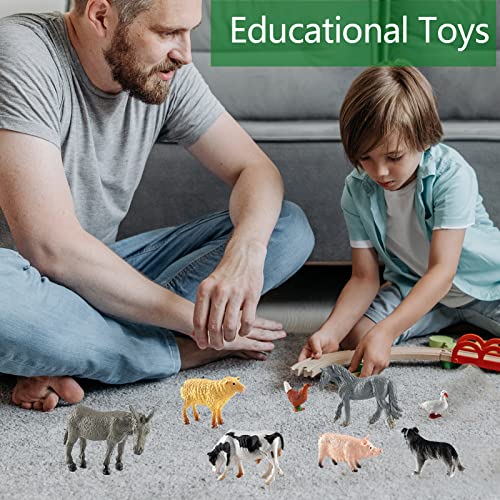 BEHAHAI 12pcs Farm Animal Figures Toys, Mini Plastic Farm Animals Figures Realistic Farmyard Animal Figurines Barn Animal Toys Solid Farm Animals Action Figures Educational Playset for Tollders Kids