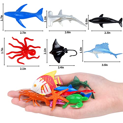 SULOLI 32Pieces Sea Animal Figures Animal Toys Mini Sea Animal Toys Set Realistic Animal Sea Life Figures Toy Educational Animal Learning Toys Bath Toys for Child