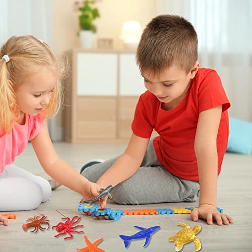 16 Pcs Mini Sea Animal Figures, Realistic Plastic Sea Creatures Toys Sea Life Figures Under The Sea Animals Toys Ocean Animals Figures Wild Animal Bath Toys Kids Animal Toys Learning for Children