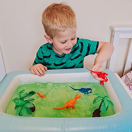 Gelli Worlds Dino Pack from Zimpli Kids, 5 Use, 8 x Dinosaur Figures, Inflatable Tray, Imaginative Prehistoric Dinosaur Playset, Educational Science Kit for Boys and Girls, Children's Role Play Toy