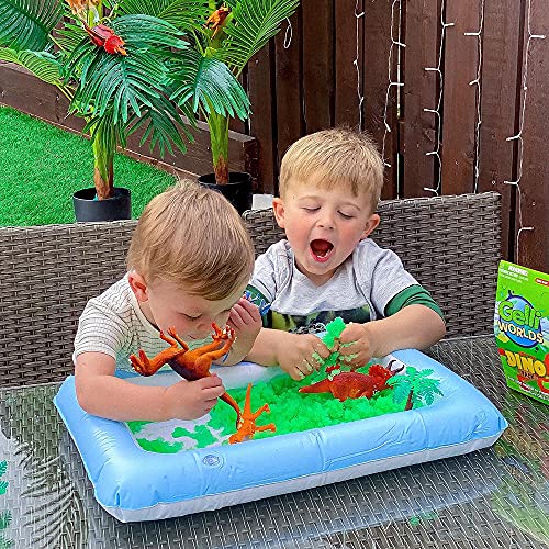 Gelli Worlds Dino Pack from Zimpli Kids, 5 Use, 8 x Dinosaur Figures, Inflatable Tray, Imaginative Prehistoric Dinosaur Playset, Educational Science Kit for Boys and Girls, Children's Role Play Toy