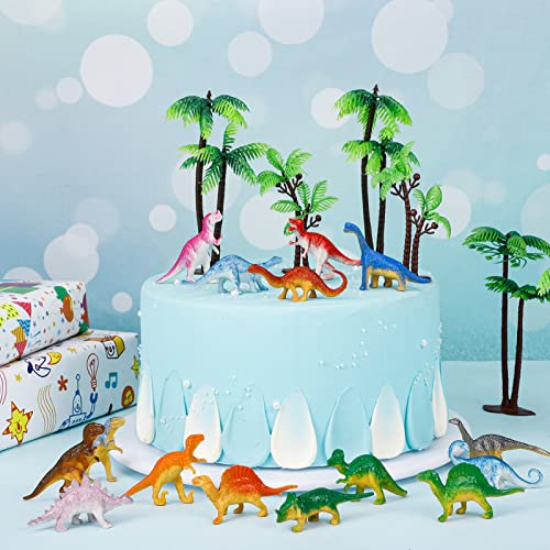 39Pcs Mini Dinosaur Toys, Dinosaurs Play Set Plastic Realist Dinosaur Figures for Kids Cake Topper Dinosaur Party Decorations for Kids