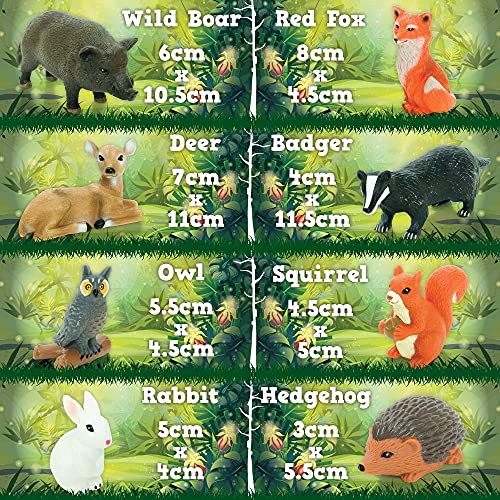 Learning Minds Set of 8 Jumbo Forest Animal Figures - Woodland Animals For 1,2,3 Year Olds - Toy Animals For Kids Age 18 Months Plus