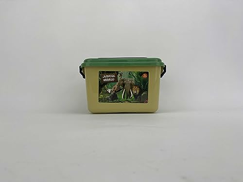 Mini Tudou 12 Pcs Safari Animals Figures Toys w/ 145x98CM Large Activity Play Mat, Realistic Jumbo Jungle Wild Zoo Animals Figurines Playset w/Elephant, Giraffe, Lion for Kids Toddlers Boys & Girls