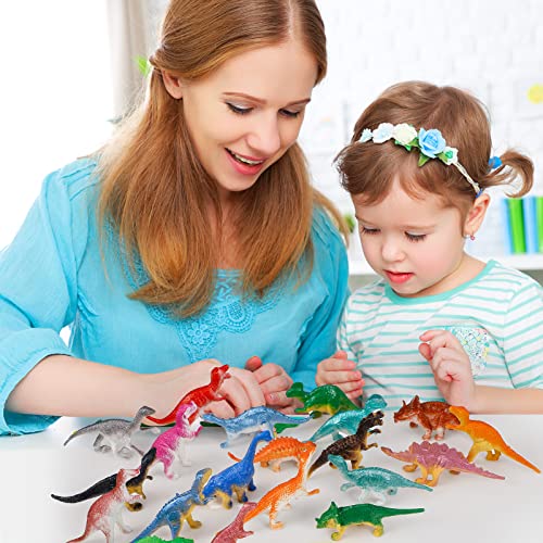 39Pcs Mini Dinosaur Toys, Dinosaurs Play Set Plastic Realist Dinosaur Figures for Kids Cake Topper Dinosaur Party Decorations for Kids