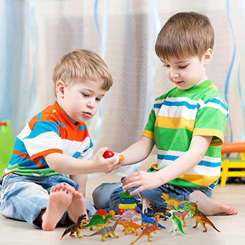 39Pcs Mini Dinosaur Toys, Dinosaurs Play Set Plastic Realist Dinosaur Figures for Kids Cake Topper Dinosaur Party Decorations for Kids