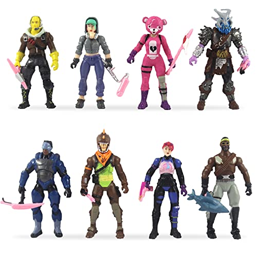 BSNRDX Kids' Play Action Figures, 8-Figure Pack Legendary Series Squad Mode, Series 6, Eight 4.5-inch Highly Detailed Figures Including Weapons, Harvesting Tools, Building Materials, Stands, and More
