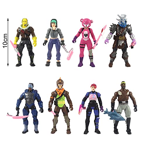 BSNRDX Kids' Play Action Figures, 8-Figure Pack Legendary Series Squad Mode, Series 6, Eight 4.5-inch Highly Detailed Figures Including Weapons, Harvesting Tools, Building Materials, Stands, and More
