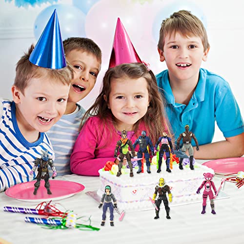 BSNRDX Kids' Play Action Figures, 8-Figure Pack Legendary Series Squad Mode, Series 6, Eight 4.5-inch Highly Detailed Figures Including Weapons, Harvesting Tools, Building Materials, Stands, and More