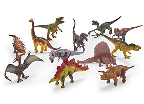 Prehistoric World Dinosaur Figures & Playmat - 12 Toy Dinosaurs For Kids - Storage Box/Dinosaur Play Mat - Dinosaur Gifts For Boys - Dinosaur Toys For Boys Age 3 +