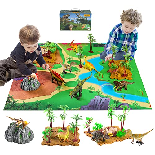 Dinosaur Toys for Boys Age 3-6, Kids Toys for 3 2 4 5 6 Year Old Boys Toys Age 3-6 Dinosaurs Gifts Toy Dinosaur Play Mat Set Dinosaur Figures Kids Toys Age 3 4 5 6 7 Gifts for 3-6 Year Old Girls