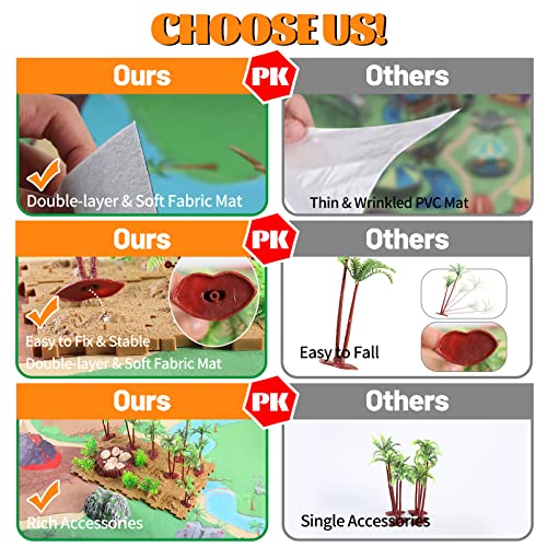 Dinosaur Toys for Boys Age 3-6, Kids Toys for 3 2 4 5 6 Year Old Boys Toys Age 3-6 Dinosaurs Gifts Toy Dinosaur Play Mat Set Dinosaur Figures Kids Toys Age 3 4 5 6 7 Gifts for 3-6 Year Old Girls