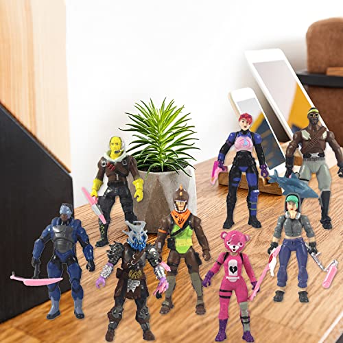 BSNRDX Kids' Play Action Figures, 8-Figure Pack Legendary Series Squad Mode, Series 6, Eight 4.5-inch Highly Detailed Figures Including Weapons, Harvesting Tools, Building Materials, Stands, and More