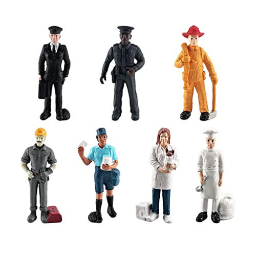 STOBOK 7PCS People Figurines Toy Playset People Figurine Toys Veterinarian Pilot Postman Baker Human People Figurine Model Toy for Kids and Toddlers Pretend Play
