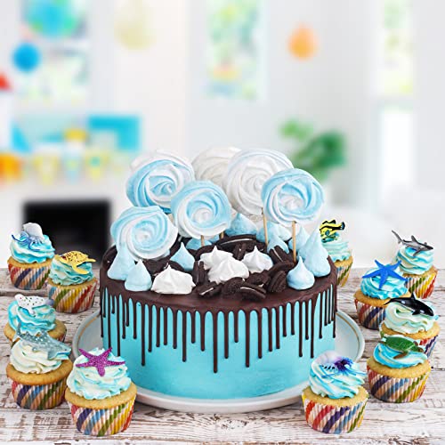 PLULON 32Pcs Sea Animal Figures Toys, Sea Creatures Animal Toys Kids' Play Figures Plastic Animals Cake Toppers for Kids Party Favor Supplies, Birthday Gifts