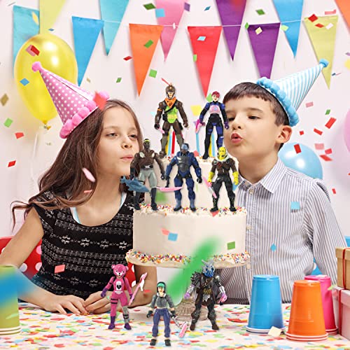 BSNRDX Kids' Play Action Figures, 8-Figure Pack Legendary Series Squad Mode, Series 6, Eight 4.5-inch Highly Detailed Figures Including Weapons, Harvesting Tools, Building Materials, Stands, and More