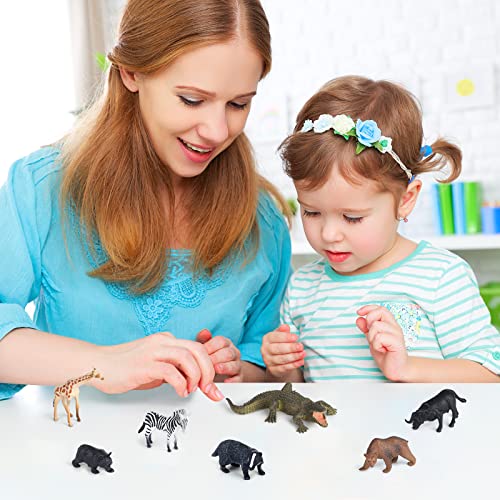 ELECLAND 16Pcs Jungle Zoo Animals Figurines, Safari Animal Figures Toys, Woodland Animal Figures, Mini Animal Cake Toppers Kids' Play Figures for Birthday Party Decorations, Christmas Home Decorations