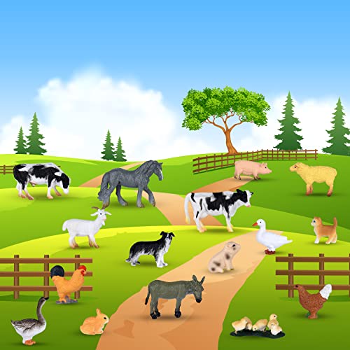 ELECLAND 16Pcs Farm Animal Figures Toys Mini Animal Figurines Farmyard Animal Cake Toppers for Farm Theme Party, Birthday, Easter, Christmas Party Decorations, Kids' Play Figures