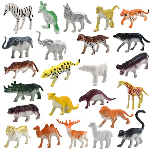24 Pcs Wild Animals Figures Toys Animal Zoo Playset Plastic Animal Figure Jungles Kids' Play Animal Figures Miniature Animal Toys Realistic Toy Animal Sets Zoo Animals Toys for Toddlers Kids Gift