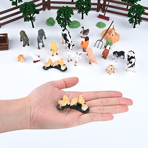 ELECLAND 16Pcs Farm Animal Figures Toys Mini Animal Figurines Farmyard Animal Cake Toppers for Farm Theme Party, Birthday, Easter, Christmas Party Decorations, Kids' Play Figures