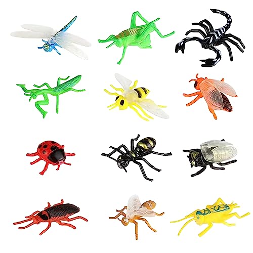 GVSAVY 12 pieces of simulated insects, non-toxic plastic safe animal models, educational 3D models for children, suitable for education, insect theme parties, Halloween holiday parties
