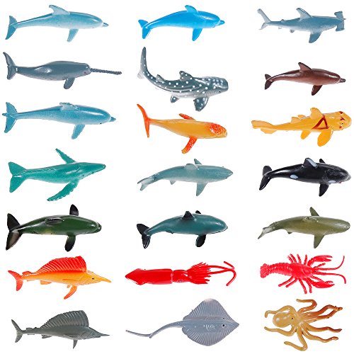 Nabance Sea Animal Figures Animal Toys 38PCS Mini Sea Animal Toys Set Realistic Animal Sea Life Figures Toy Educational Animal Learning Toys Bath Toys for Child