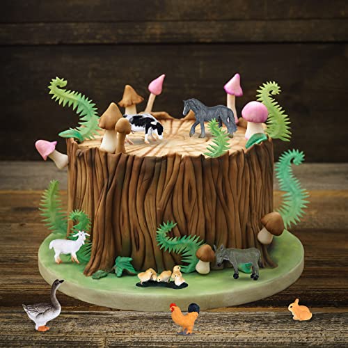 ELECLAND 16Pcs Farm Animal Figures Toys Mini Animal Figurines Farmyard Animal Cake Toppers for Farm Theme Party, Birthday, Easter, Christmas Party Decorations, Kids' Play Figures