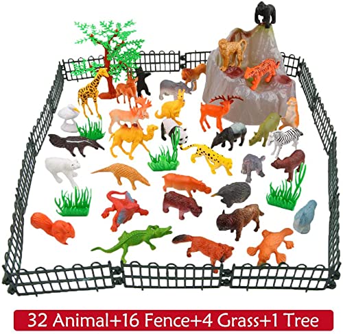 54 Piece Mini Animals Figure, Jungle Animals Toys Set With Gift Box, Realistic Wild Animal Party Favors Toys For Boys Kids Toddlers Forest Small Farm Animals Toys Playset