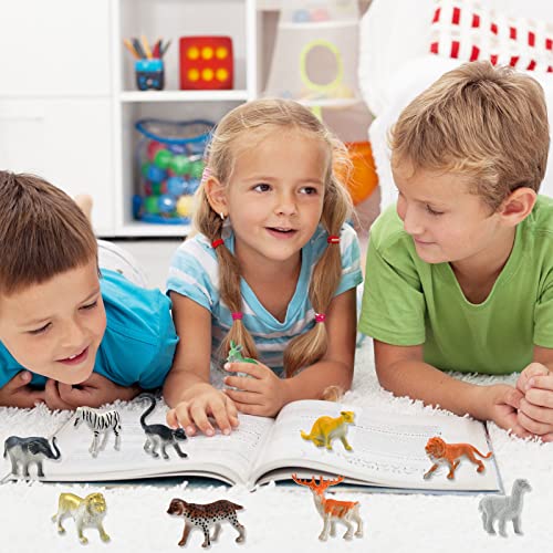 24 Pcs Wild Animals Figures Toys Animal Zoo Playset Plastic Animal Figure Jungles Kids' Play Animal Figures Miniature Animal Toys Realistic Toy Animal Sets Zoo Animals Toys for Toddlers Kids Gift