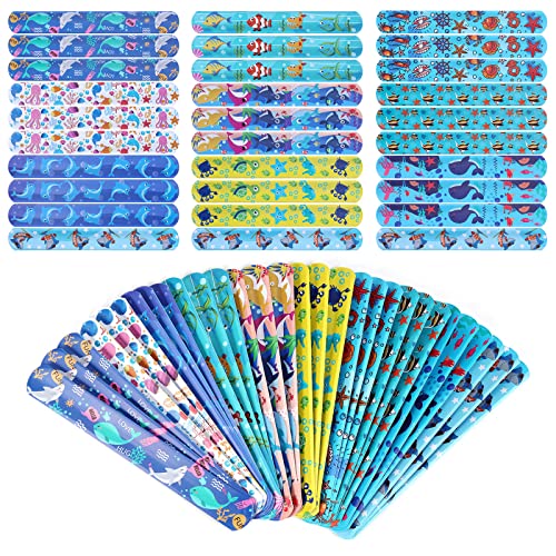 yumcute 30PCS Kids Party Bag Fillers for Kids Slap Bracelets Slap Bands for Kids Snap Bands Bracelets Party Supplies Gifts Toys Party Bag Fillers Birthday Party Gift Favours Game Prizes(Sea Life)