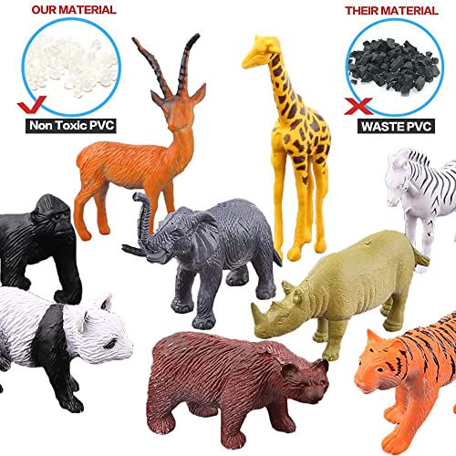 54 Piece Mini Animals Figure, Jungle Animals Toys Set With Gift Box, Realistic Wild Animal Party Favors Toys For Boys Kids Toddlers Forest Small Farm Animals Toys Playset