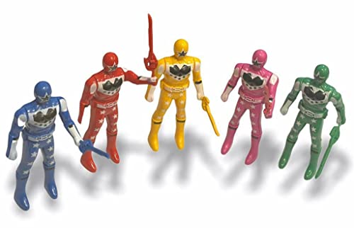 JKG® 5 SUPER HERO ACTION FIGURES - Powerful Space Heroes Rangers Playset - Multicoloured Space Heroes Toys | Toys Figures Kids Play, Superhero Figures Party Bag Filler [In Blister Gift Pack]