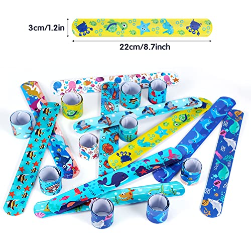 yumcute 30PCS Kids Party Bag Fillers for Kids Slap Bracelets Slap Bands for Kids Snap Bands Bracelets Party Supplies Gifts Toys Party Bag Fillers Birthday Party Gift Favours Game Prizes(Sea Life)