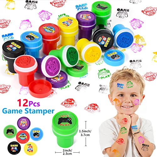 Latocos 74pcs Video Game Party Bag Fillers Video Game Party Favours Invisible Ink Spy Pen Notebook Keychain Stamper Silicone Bracelet Gift Bags Tattoo Treat Pinata Boys Kids Birthday Party Supplies