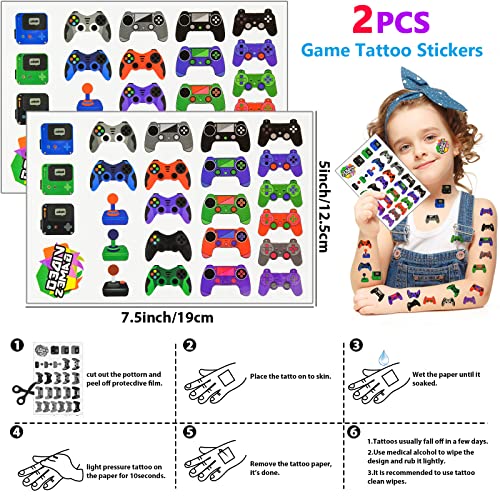 Latocos 74pcs Video Game Party Bag Fillers Video Game Party Favours Invisible Ink Spy Pen Notebook Keychain Stamper Silicone Bracelet Gift Bags Tattoo Treat Pinata Boys Kids Birthday Party Supplies