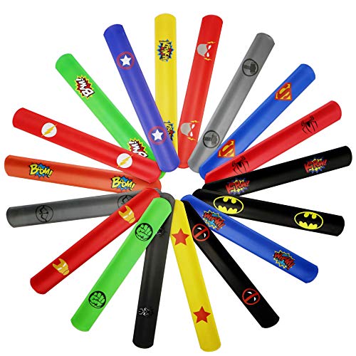 HONGCI 36PCS Superhero Slap Bands for Kids Party Bags,Slap Bracelets Fun and Super Slap Wrist Bands with 18 Patterns for Kids Girls Boys Avengers Superhero Party Bag Fillers Gift Party Favours