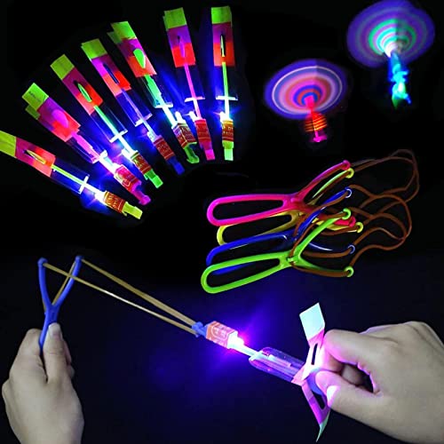 ZIYOUA Party Favours for Boys Girls Age 6+, Led Light Up Helicopter Slingshot Toys, Glow in The Dark Party Supplies,Birthday Gifts Party Bag Fillers for Kids- Prizes for Classroom (12 PCS)