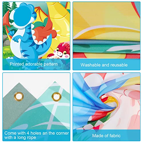 DPKOW Dinosaur Party Photo Prop for Kids Boys, Funny Face in Hole Backdrop Dinosaur Door Banner for Boys Dinosaur Birthday Party Decorations, Fabric Face Photo Banner for Boys Dinosaur Party Supplies