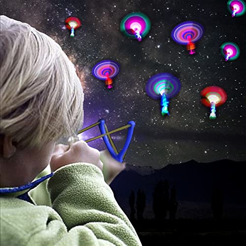 ZIYOUA Party Favours for Boys Girls Age 6+, Led Light Up Helicopter Slingshot Toys, Glow in The Dark Party Supplies,Birthday Gifts Party Bag Fillers for Kids- Prizes for Classroom (12 PCS)