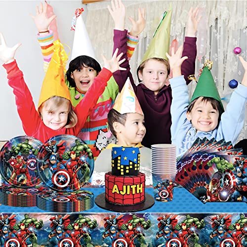 Marvel Avengers Kids Party Table Cloth,Disposable Table CoverSuperhero Kids Party Tableware Decorations,Iron Man Captain America Party Tablecloth for Kids Boys Marvel Birthday Party Supplies