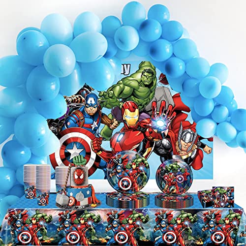 Marvel Avengers Kids Party Table Cloth,Disposable Table CoverSuperhero Kids Party Tableware Decorations,Iron Man Captain America Party Tablecloth for Kids Boys Marvel Birthday Party Supplies