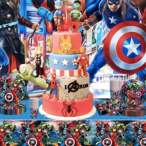 Marvel Avengers Kids Party Table Cloth,Disposable Table CoverSuperhero Kids Party Tableware Decorations,Iron Man Captain America Party Tablecloth for Kids Boys Marvel Birthday Party Supplies