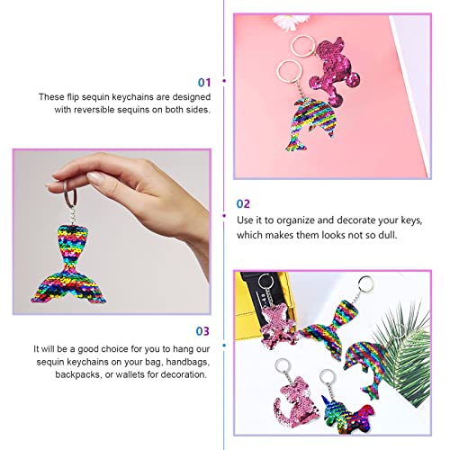 Jormftte 16 PCS Colorful Sequin Keychains, Girls Reversible Sequins Keyrings Party Gift Backpack Accessories, Easter Bag Filler Keychains for Kids & Adults, Birthday Party Gifts Supplies