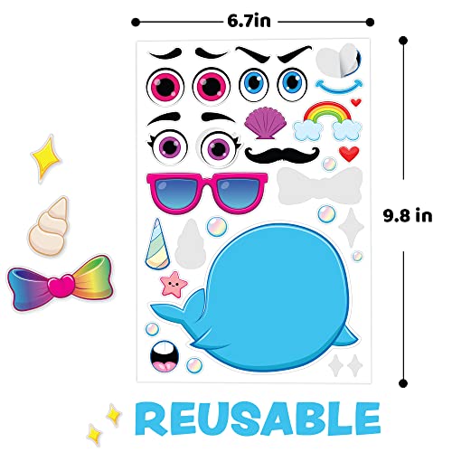 JOYIN 36 PCS Make-a-face Sticker Sheets Make Your Own Animal Mix and Match Sticker Sheets with Safaris, Sea and Fantasy Animals Kids Party Favor Supplies Craft