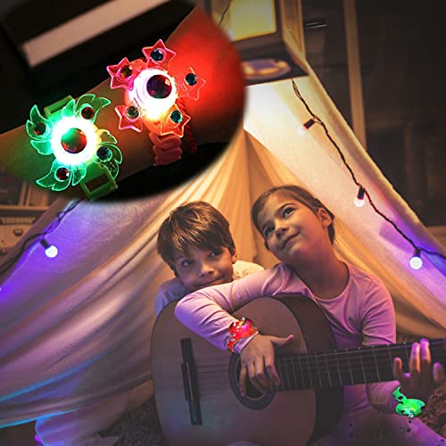 OldShark 12 Pack Light Up Party Favors for Kids, LED Bracelets Glow Light Up Spinner Bracelets for Pinata Fillers Prize Treasure Box Classroom Glow in The Dark Party Supplies Return Gifts