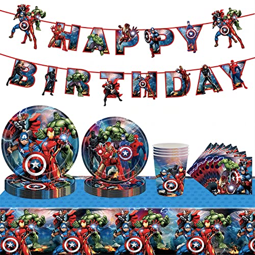 Marvel Avengers Kids Party Table Cloth,Disposable Table CoverSuperhero Kids Party Tableware Decorations,Iron Man Captain America Party Tablecloth for Kids Boys Marvel Birthday Party Supplies