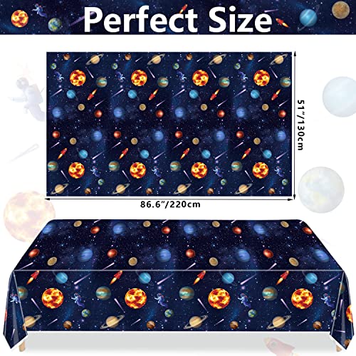 2 Pack Outer Space Party Tablecloths, Solar System Table Covers, 130x220cm Rectangle Planet Table Cover for Kids Space Theme Birthday Party Decorations, Space Stars Galaxy Theme Party Supplies